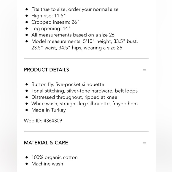 NWT AGOLDE Riley High-rise Strigh Crop/ size 30 - Picture 9 of 9